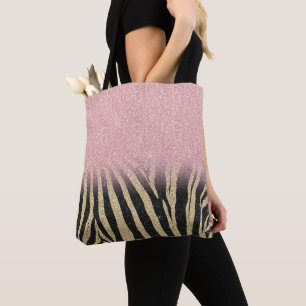 Tote Bag Fille Rose Parties scintillant or étincelles Blac