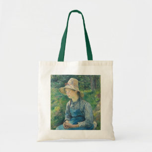 Tote Bag Fille rurale de Camille Pissarro avec un chapeau