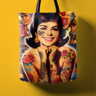 Tote Bag Fille tatouée old school