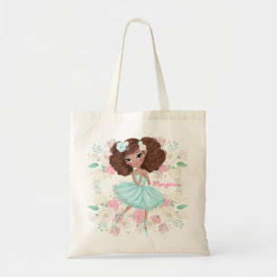 Tote Bag Fille Whimsical Floral Rose Ballerina Personnalisé