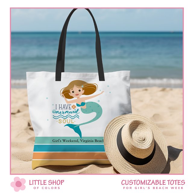 Tote Bag Filles Beach Weekend Sirène personnalisée (Créateur téléchargé)