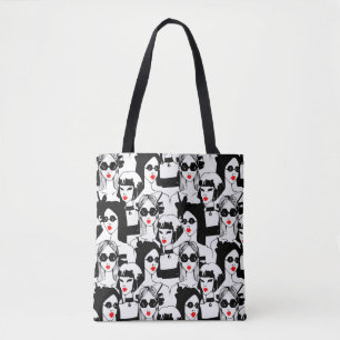 Tote Bag Filles de mode, modèle, lunettes de soleil, motif