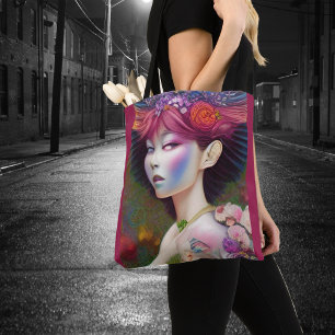 Tote Bag Filles Fantaisistes Visage Nymphe Fée Sorcière Mag