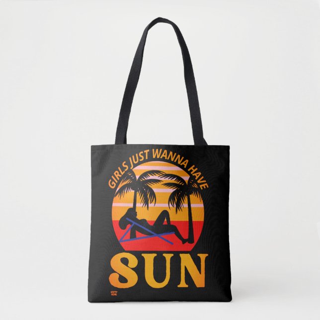 Tote Bag "FILLES JUST WANNA have SUN" drôle de cadeau de va (Devant)