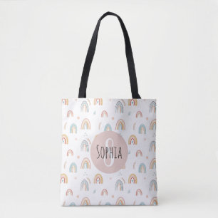 Tote Bag Filles mignonnes Boho Aquarelle Arc-en-ciel Motifs