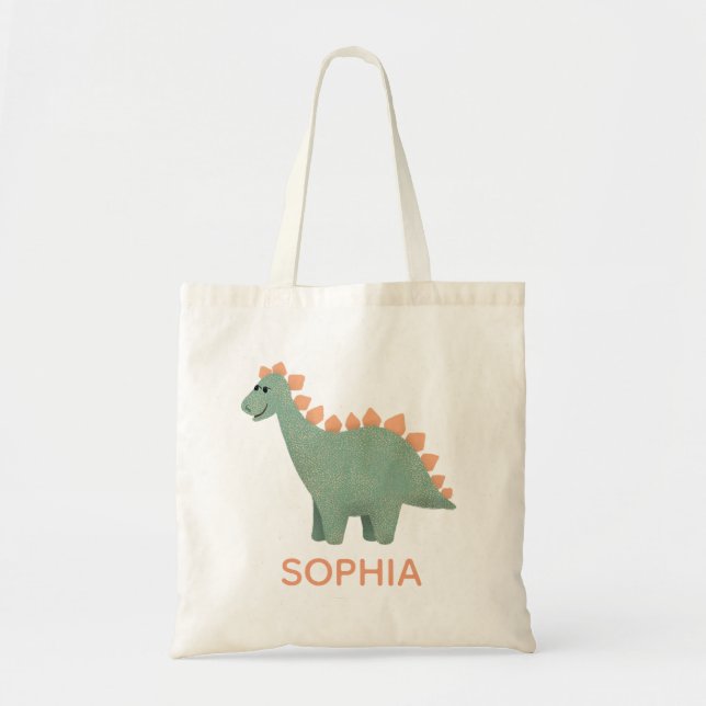 Tote Bag Filles mignonnes et Cool Stegosaurus Dinosaur Enfa (Devant)