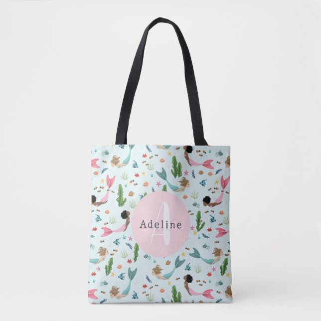 Tote Bag Filles mignonnes et sirène magique Ocean Kids (Devant)