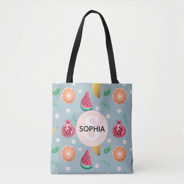 Tote Bag Filles mignonnes Motif de fruits d'été Tropical En (Devant)