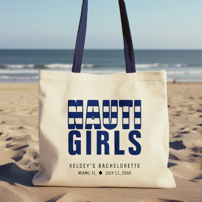 Tote Bag Filles Nautiques Fête d'Enterrement de Vie de Jeun (Nauti Girls Striped Bachelorette Party Tote Bag
)