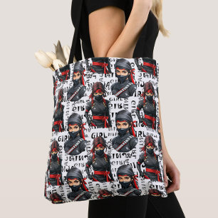 Tote Bag Filles Ninja Anime avec motif de texte Design