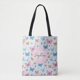 Tote Bag Filles Papillon rose Monogramme mignon Enfants