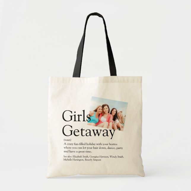 Tote Bag Filles personnalisées Getaway Définition Photo (Devant)