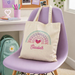 Tote Bag Filles Personnalisées Mignonnes Bohème Arc-en-Ciel