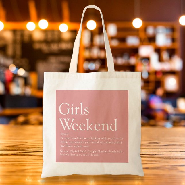 Tote Bag Filles personnalisées Week-end Définition Rose Dus (Créateur téléchargé)