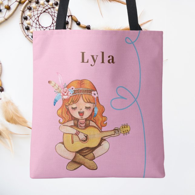 Tote Bag Filles Rose Bohème Mignonnes à la Mode (Créateur téléchargé)