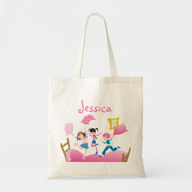 Tote Bag Filles sautent sur la fête du couchage (Devant)