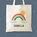 Tote Bag Filles tendance Whimsical Rainbow Cartoon Nom des<br><div class="desc">Élevez le style de votre enfant grâce à notre Sac fourre-tout de dessin en arc-en-ciel Whimsical Girls! 🌈 🎒 Personnalisé avec leur nom, cet accessoire mignon et moderne est parfait pour les enfants qui aiment la couleur et la créativité. Le design fantaisiste de dessins animés arc-en-ciel ajoute une touche de...</div>