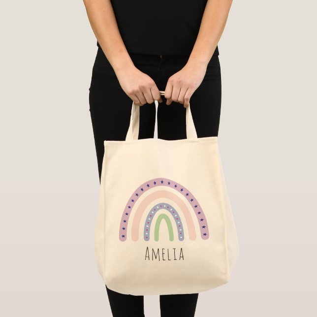 Tote Bag Filles tendance Whimsical Rainbow Nom de dessin En (Devant (produit))