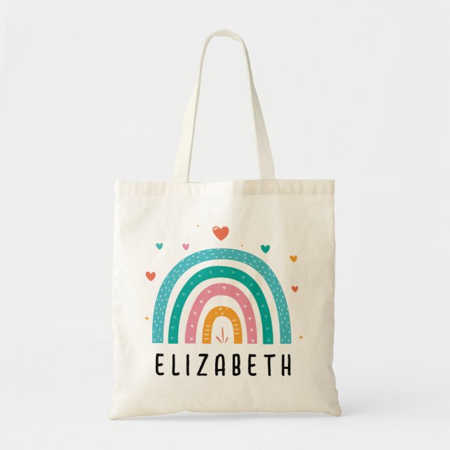 Tote Bag Filles tendance Whimsical Rainbow Nom de dessin En (Devant)