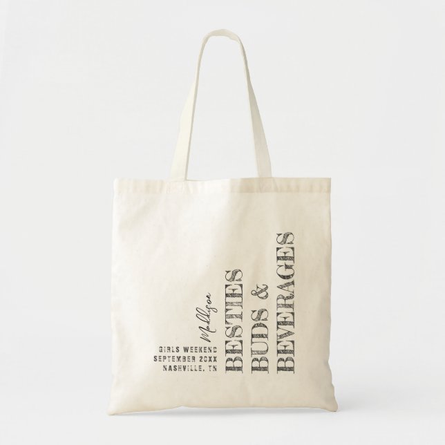 Tote Bag Filles Trip Besties Bureaux Boissons Personnalisée (Devant)