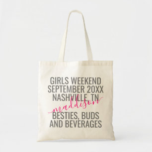 Tote Bag Filles Voyage Week-end Nom de vacances