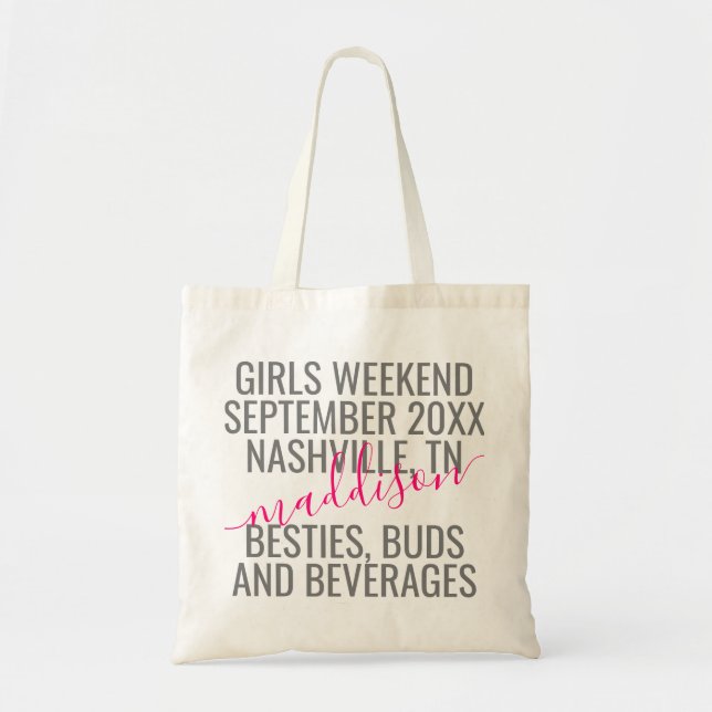 Tote Bag Filles Voyage Week-end Nom de vacances (Devant)
