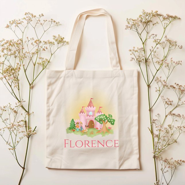 Tote Bag Filles Whimsical Rose Princess Castle Enfants (Créateur téléchargé)