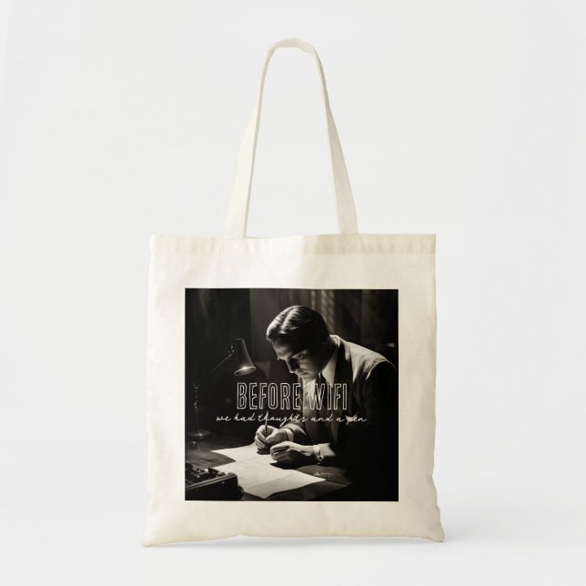 Tote Bag Film-Noir 1930 - Avant WiFi - Réflexions Et Stylo (Devant)