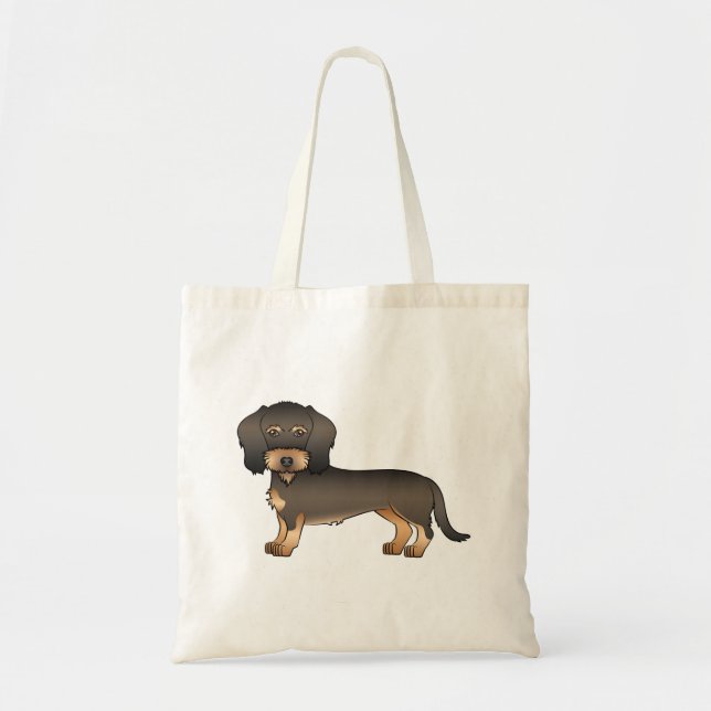 Tote Bag Fils de sanglier Haired Dachshund mignon chien de  (Devant)