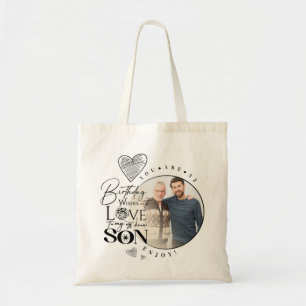 Tote Bag Fils moderne , anniversaire de petit-fils Typograp