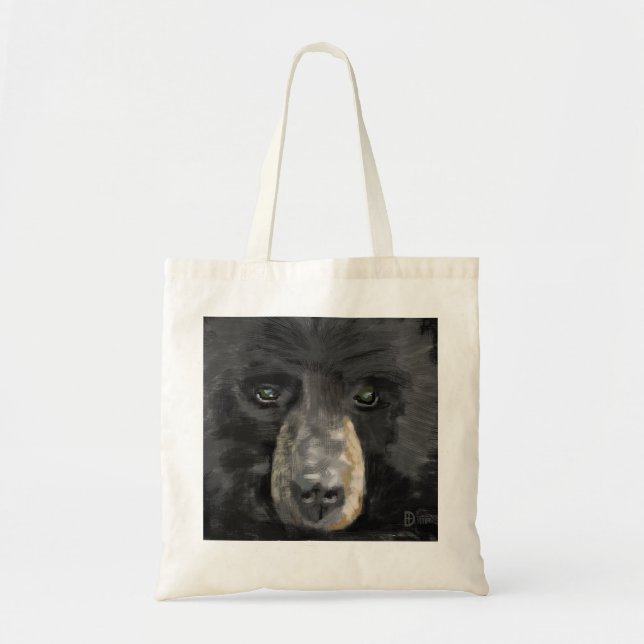 Tote Bag Fin tirée par la main de visage d'ours noir (Devant)