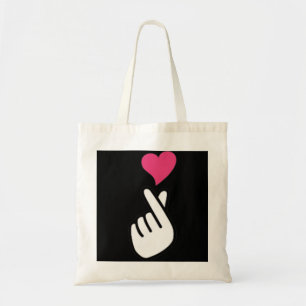 Tote Bag Finger Heart Korean Hand Symbol KPOP Love Sarangha