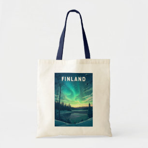 Tote Bag Finlande Illustration Voyage Art Vintage