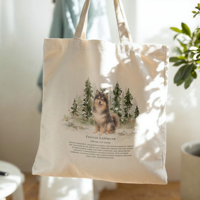 Tote Bag Finnish Lapphund Dog Watercolor Breed Quote (Créateur téléchargé)