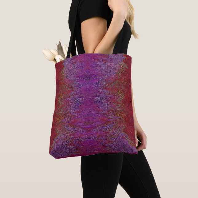 Tote Bag "Firestorme neurale" Abstraite" Rouge violet (De près)