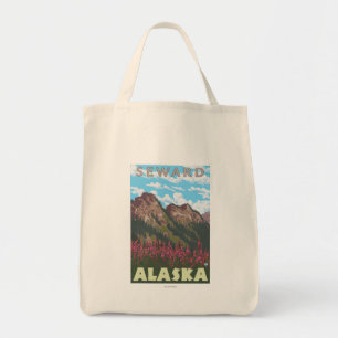 Tote Bag Fireweed et montagnes - Seward, Alaska