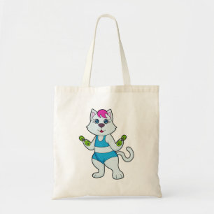 Tote Bag Fitness Cat Dumbbell