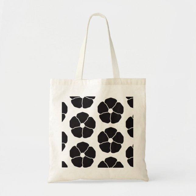 Tote Bag Five-Petal Black Flower (Devant)