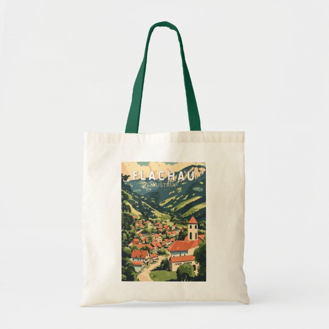 Tote Bag Flachau Autriche Illustration Voyage Art Vintage (Devant)