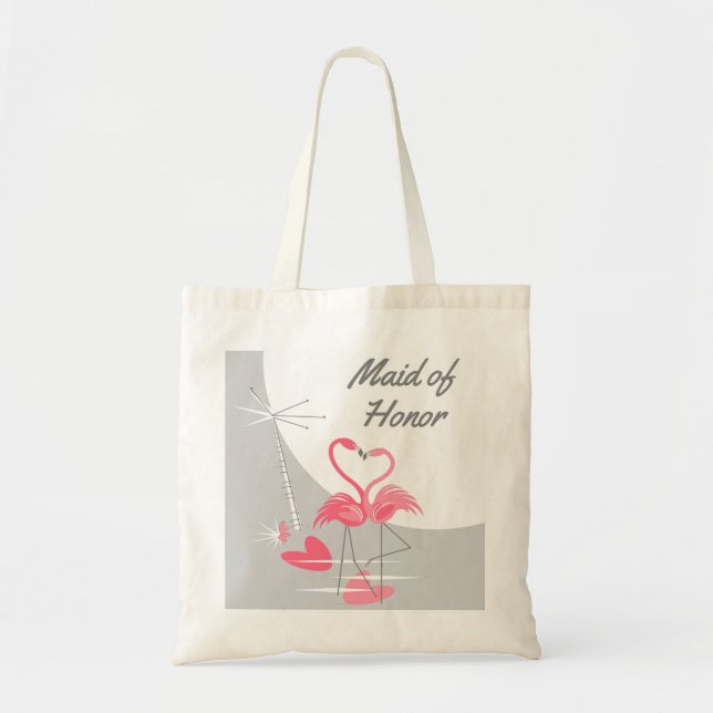 Tote Bag Flamant rose Amour Grande Lune Maid of Honor fourr (Devant)