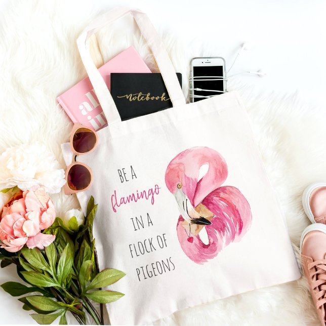 Tote Bag Flamant rose Aquarelle Exotique Rose Moderne Avec  (Créateur téléchargé)