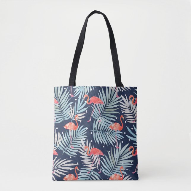 Tote Bag Flamant rose Aquarelle : Pink Tropical Elegance. (Devant)