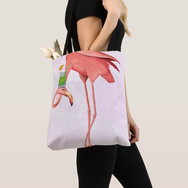 Tote Bag Flamant rose avec Cocktail (De près)