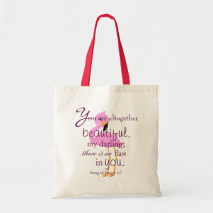 Tote Bag Flamant rose Beauté Bible Verse