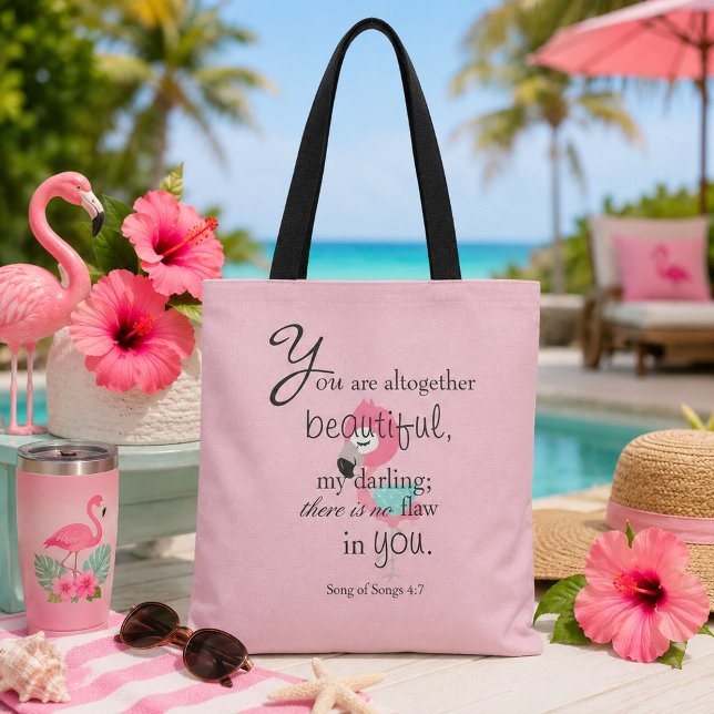 Tote Bag Flamant Rose Biblique Joli (Créateur téléchargé)
