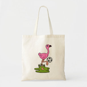 Tote Bag Flamant rose comme joueur de football avec Soccer