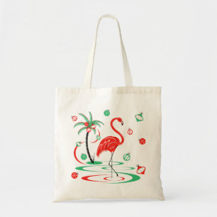 Tote Bag Flamant rose de Noël rouge Baubles fourre-tout