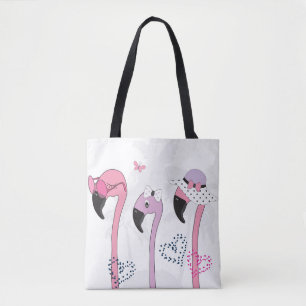 Tote Bag Flamant rose d'été : Illustration Vintage de plage
