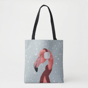 Tote Bag Flamant rose D'Hiver Whimsical Et Cosy Avec Écharp