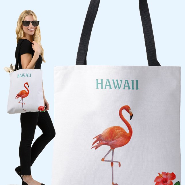 Tote Bag Flamant rose et fleur d'hibiscus (Créateur téléchargé)